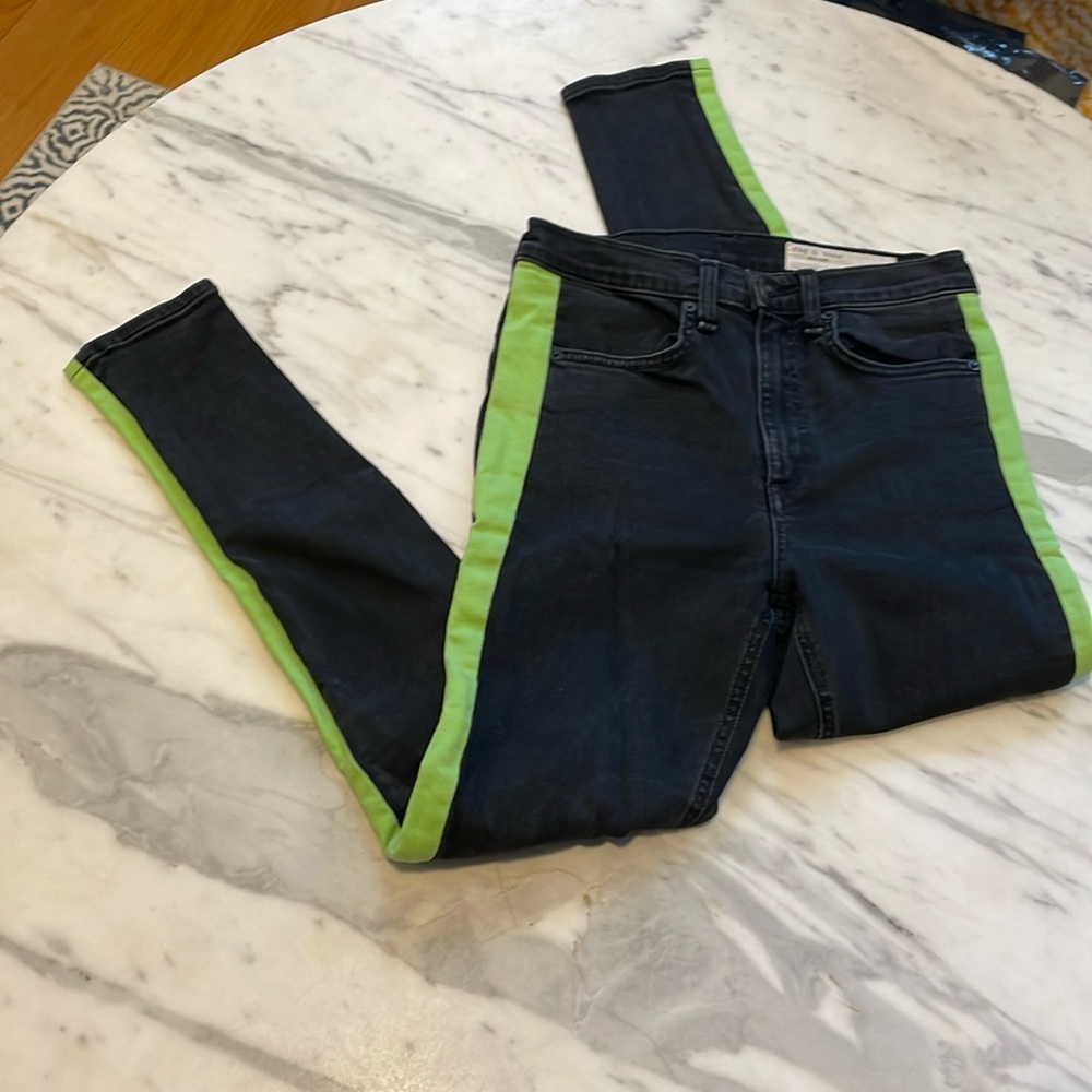 Rag & bone jeans with neon green side stripe